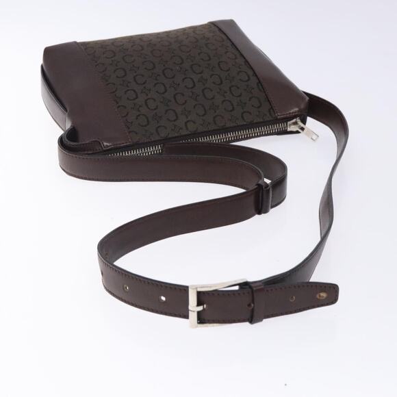 CELINE C Macadam Canvas Shoulder Bag Brown Silver - Picture 7 of 12